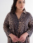 Studio Curve Animal Print Tiered Shirt Dress, Brown product photo View 05 S