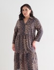 Studio Curve Animal Print Tiered Shirt Dress, Brown product photo View 06 S