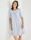 Ruby & Bloom Cotton Print Short Sleeve Nightie, Pink & Aqua, 10-26 product photo