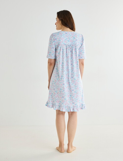 Ruby & Bloom Cotton Print Short Sleeve Nightie, Pink & Aqua, 10-26 product photo View 02 L