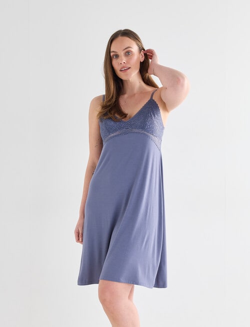 Whistle Sleep Lace Cami Nightie, Graphite, 8-22 product photo View 03 L