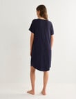 Whistle Sleep Plain Short Sleeve V-Neck Nightie, 8-22, Navy product photo View 02 S