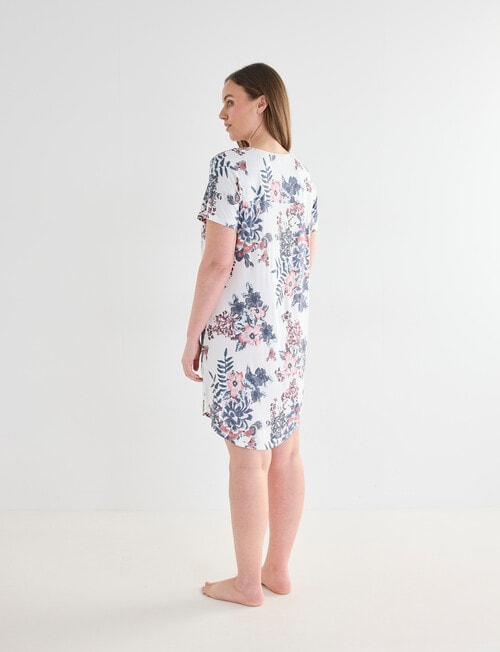 Whistle Sleep Short Sleeve V-Neck Nightie, Amethyst Print product photo View 02 L