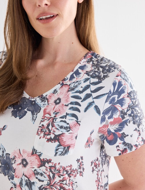 Whistle Sleep Short Sleeve V-Neck Nightie, Amethyst Print product photo View 04 L