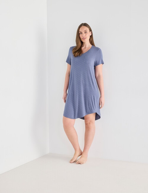 Whistle Sleep Short Sleeve V-Neck Nightie, Graphite Spot, 8-22 product photo