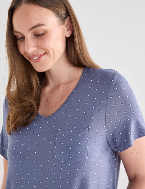 Whistle Sleep Short Sleeve V-Neck Nightie, Graphite Spot, 8-22 product photo View 04 L