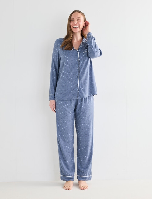 Whistle Sleep Classic Long Sleeve PJ Set, Graphite Spot product photo