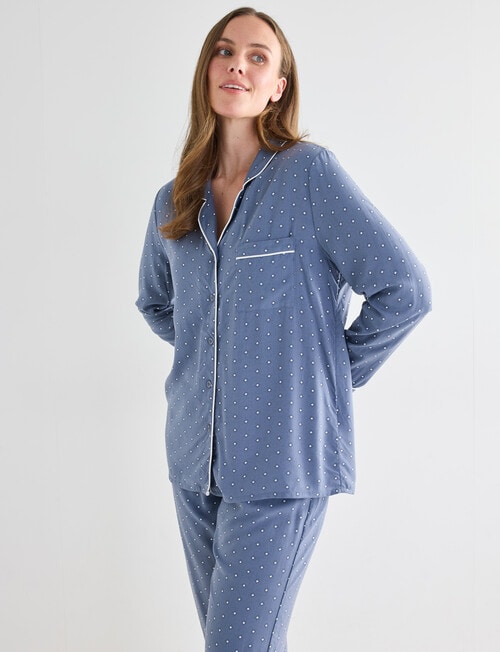 Whistle Sleep Classic Long Sleeve PJ Set, Graphite Spot product photo View 03 L