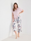 Whistle Sleep Shirred Waist Crop Pants, Amethyst Print product photo View 03 S