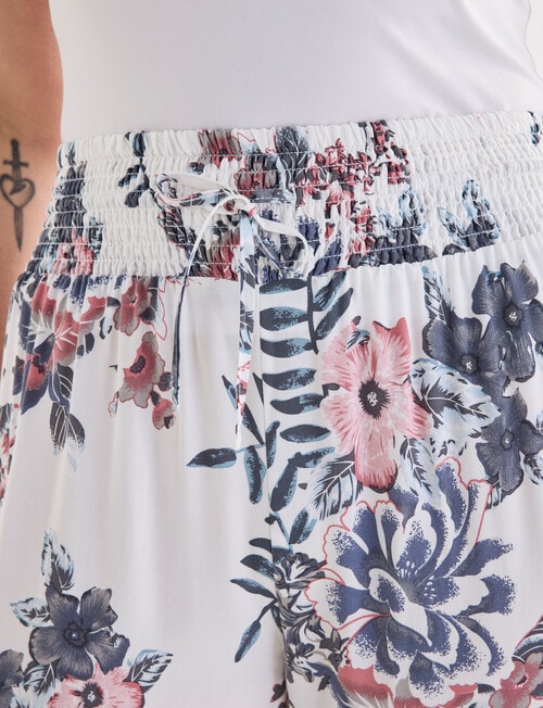 Whistle Sleep Shirred Waist Crop Pants, Amethyst Print product photo View 04 L