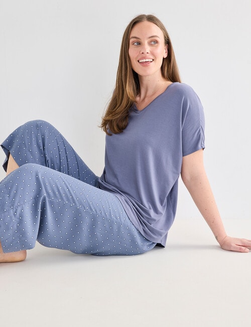 Whistle Sleep Shirred Waist Crop Pants, Graphite Spot product photo View 05 L