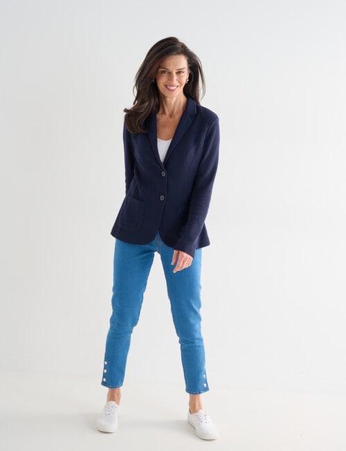 Ella J Textured Soft Blazer, Navy product photo View 03 L