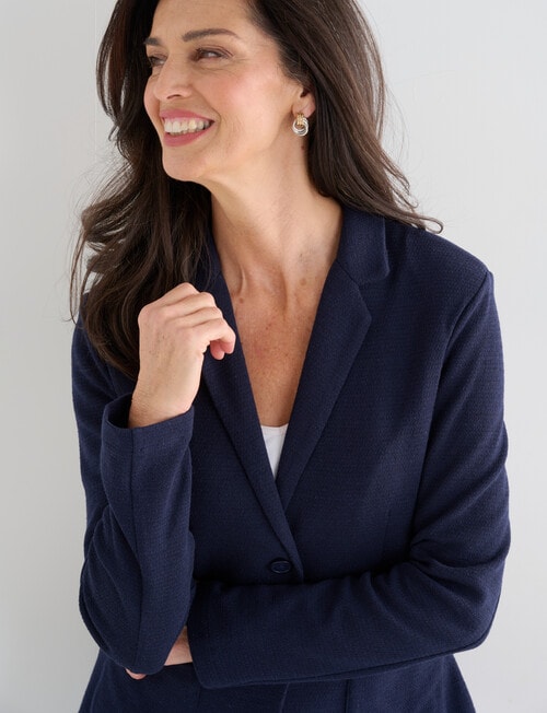 Ella J Textured Soft Blazer, Navy product photo View 04 L