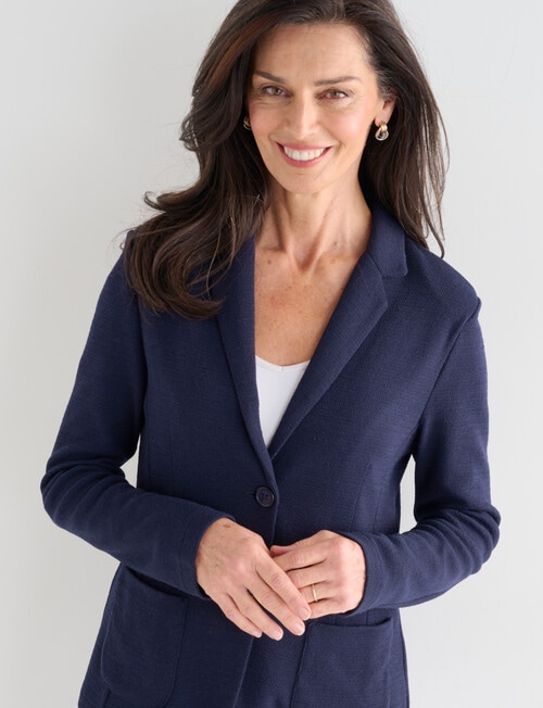 Ella J Textured Soft Blazer, Navy product photo View 06 L