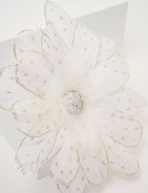 Christmas Shop Feather Flower Clip Large White product photo View 02 L