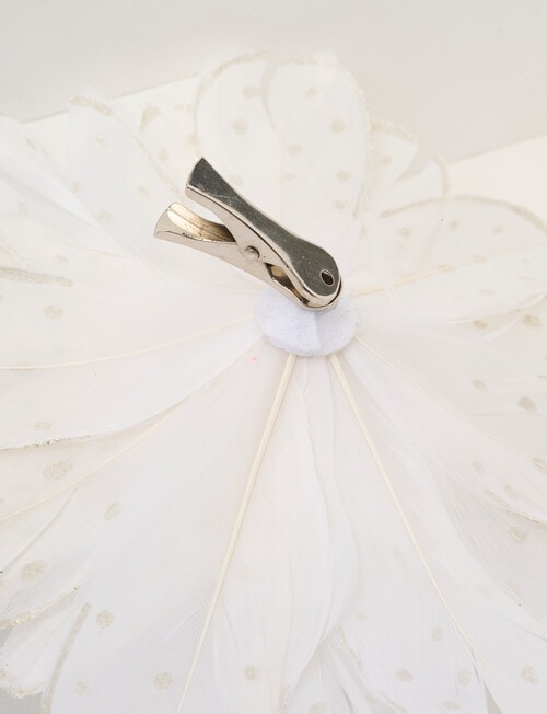 Christmas Shop Feather Flower Clip Large White product photo View 03 L