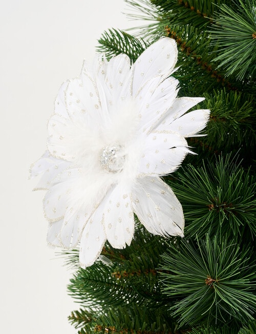 Christmas Shop Feather Flower Clip Large White product photo View 04 L