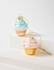 Christmas Shop Glass Ornament, Cupcakes, Set of 2 product photo