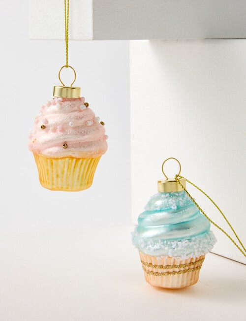 Christmas Shop Glass Ornament, Cupcakes, Set of 2 product photo View 02 L