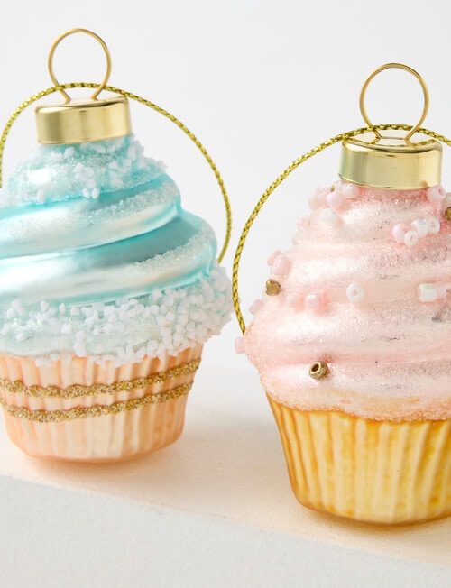 Christmas Shop Glass Ornament, Cupcakes, Set of 2 product photo View 03 L