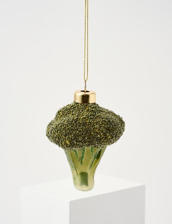 Christmas Shop Glass Ornament, Broccoli product photo