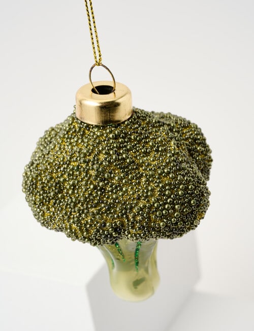 Christmas Shop Glass Ornament, Broccoli product photo View 02 L