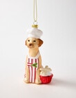 Christmas Shop Glass Ornament, Chef Dog product photo