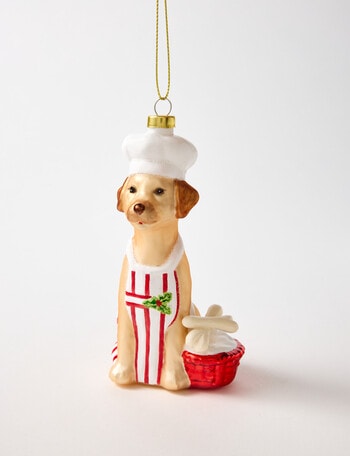 Christmas Shop Glass Ornament, Chef Dog product photo