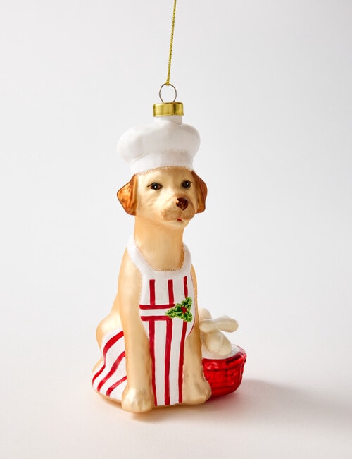 Christmas Shop Glass Ornament, Chef Dog product photo View 02 L