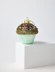 Christmas Shop Glass Ornament, Mint Cupcake product photo