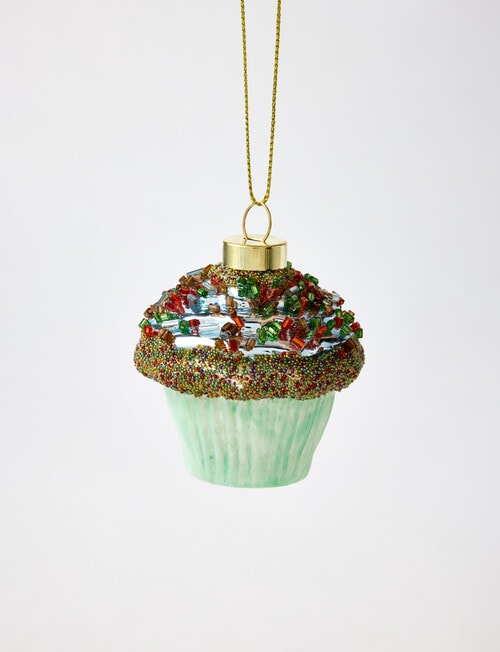 Christmas Shop Glass Ornament, Mint Cupcake product photo View 02 L