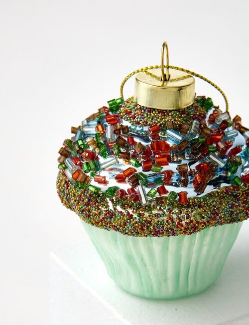 Christmas Shop Glass Ornament, Mint Cupcake product photo View 03 L