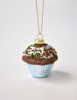Christmas Shop Glass Ornament, Blue Cupcake product photo
