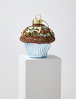 Christmas Shop Glass Ornament, Blue Cupcake product photo View 02 S
