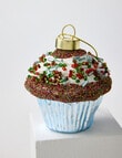 Christmas Shop Glass Ornament, Blue Cupcake product photo View 03 S
