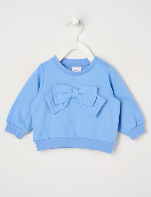 Teeny Weeny Play Time Bow Sweatshirt, Iceberg Blue product photo