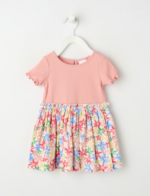 Teeny Weeny Play Time Flower Rib Dress, Peach product photo