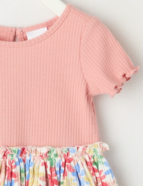 Teeny Weeny Play Time Flower Rib Dress, Peach product photo View 02 L