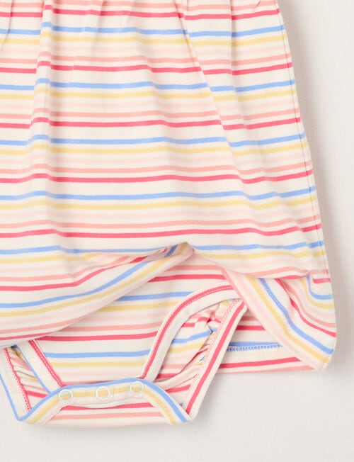 Teeny Weeny Play Time Striped Bodysuit Dress, Powder Pink product photo View 03 L