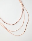 Whistle Accessories Layered Snake Chain Bead Necklace, Rose Gold product photo View 02 S