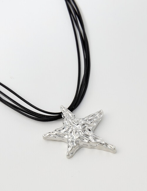 Whistle Accessories Statement Star Pendant Necklace, Silver Tone product photo View 02 L