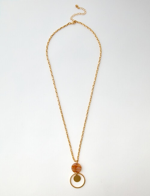 Whistle Accessories Circle Pendant Long Necklace, Gold Tone product photo