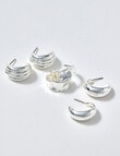 Whistle Accessories 20mm Chunky Huggie Earring Set, 3-Pack, Silver Tone product photo View 02 S