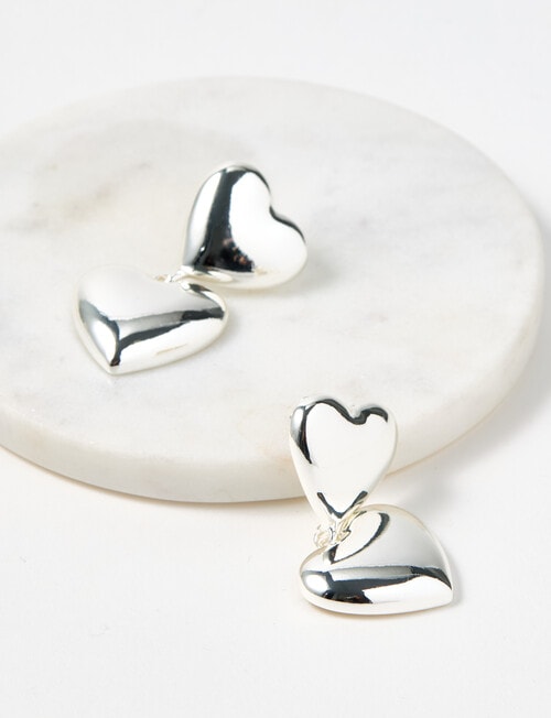 Whistle Accessories Heart Dangle Earrings, Silver Tone product photo View 02 L