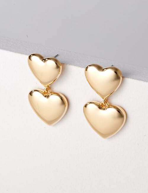 Whistle Accessories Heart Dangle Earrings, Gold Tone product photo