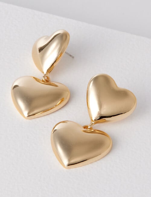 Whistle Accessories Heart Dangle Earrings, Gold Tone product photo View 02 L