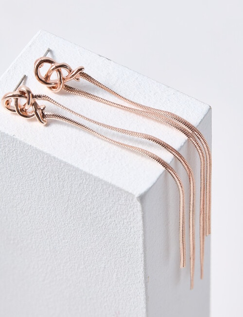 Whistle Accessories Knot Snake Chain Earrings, Rose Gold Tone product photo View 02 L