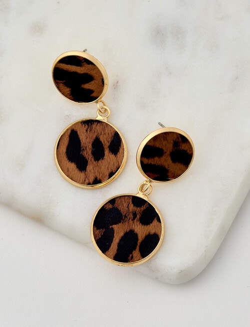 Whistle Accessories Circle Dangle Earrings, Animal & Gold Tone product photo