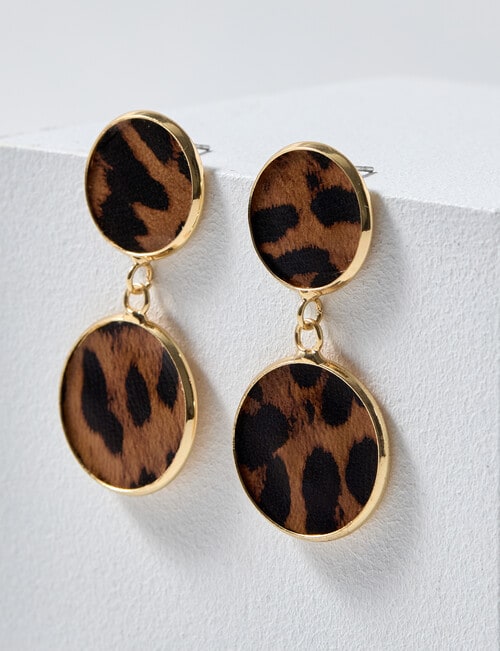 Whistle Accessories Circle Dangle Earrings, Animal & Gold Tone product photo View 02 L