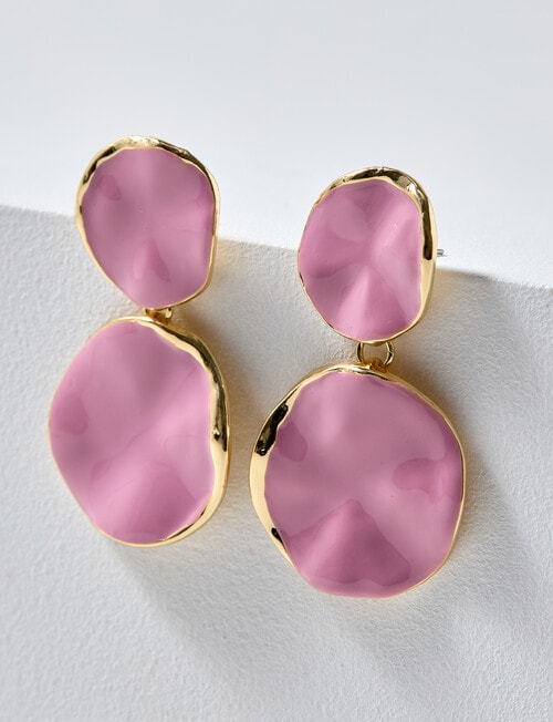 Whistle Accessories Round Dangle Earring, Blush & Gold Tone product photo